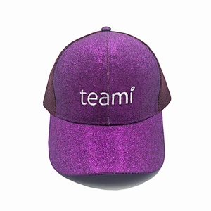 Fashion trucker hat Cap with mesh at back Glitter material mesh cap hat