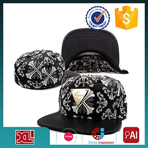 China Supplier Men PU Leather Flat Brim Snap Back Casquette Hat