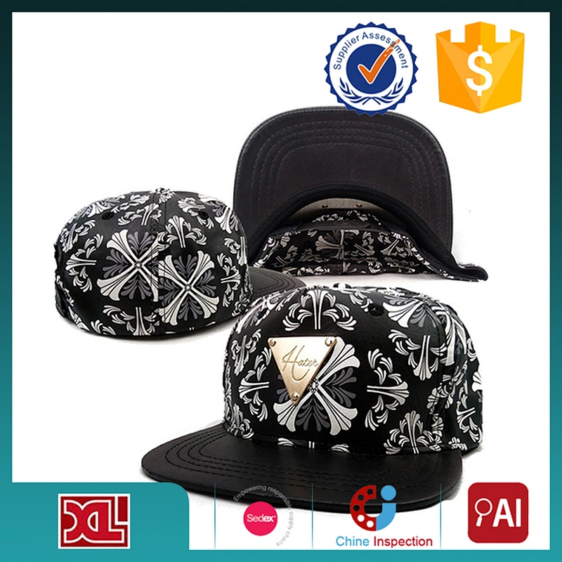 China Supplier Men PU Leather Flat Brim Snap Back Casquette Hat