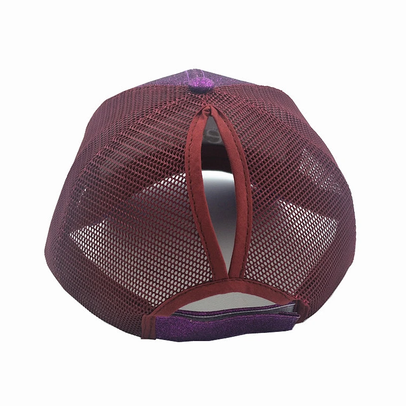 Fashion trucker hat Cap with mesh at back Glitter material mesh cap hat