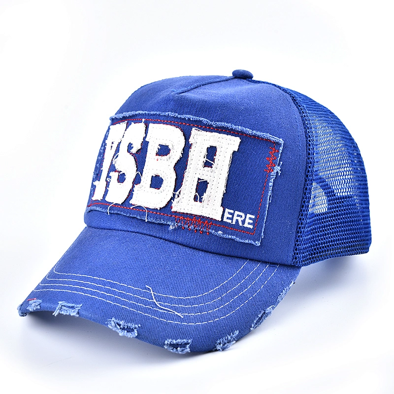 New design embroidery cotton washed denim distressed baseball cap