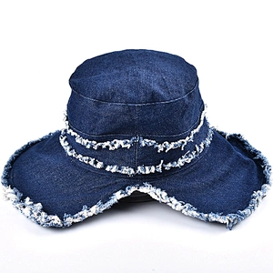Hot Selling Custom Embroidery Denim Foldable Bucket Caps