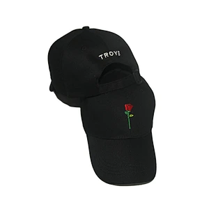 6 panel baseball daddy caps with rose  embroidery logo and metal buckle