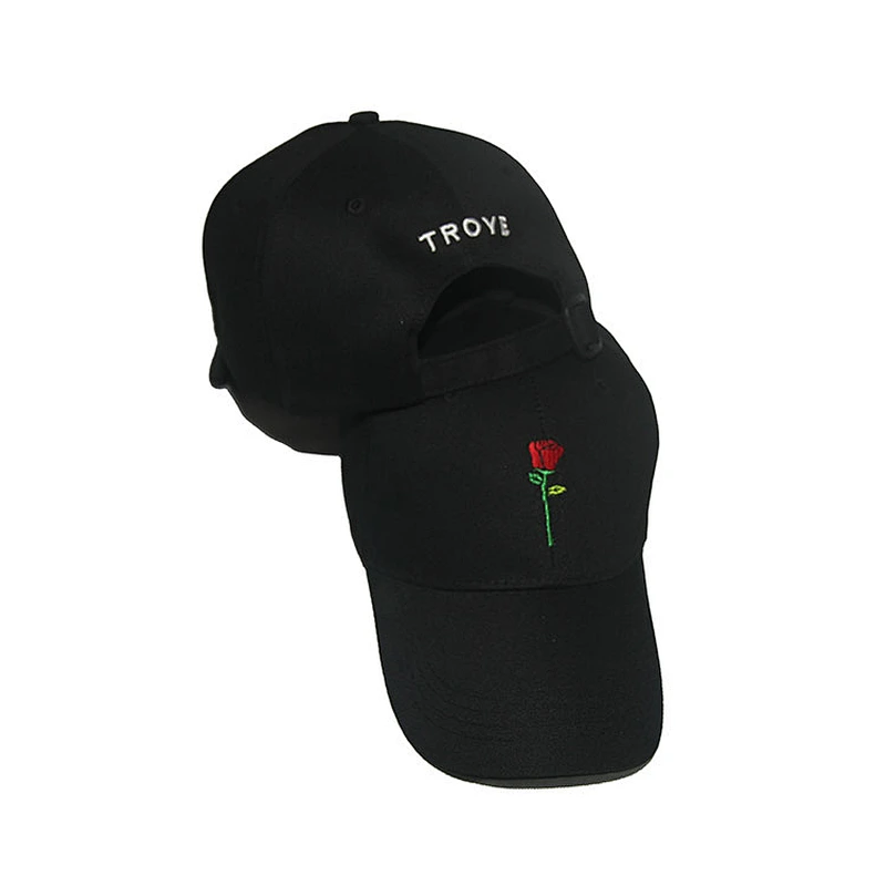 6 panel baseball daddy caps with rose  embroidery logo and metal buckle
