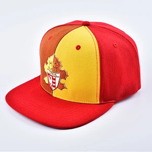 Flat Brim Red Snapback Hat with Custom Embroidery Logo Casquette
