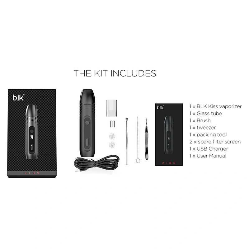 Hot selling high quality dry herb vaporizer BLK Kiss with 1600mah battery come from one light year