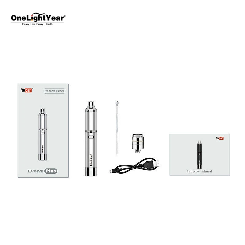 Original Yocan evolve plus wax vaporizer kit Yocan Quartz Coils/ Ceramic Coil and 1400mAh 510 thread wax pen battery