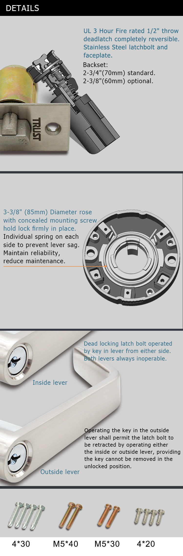 ANSI Grade 2 Lever Door Lock