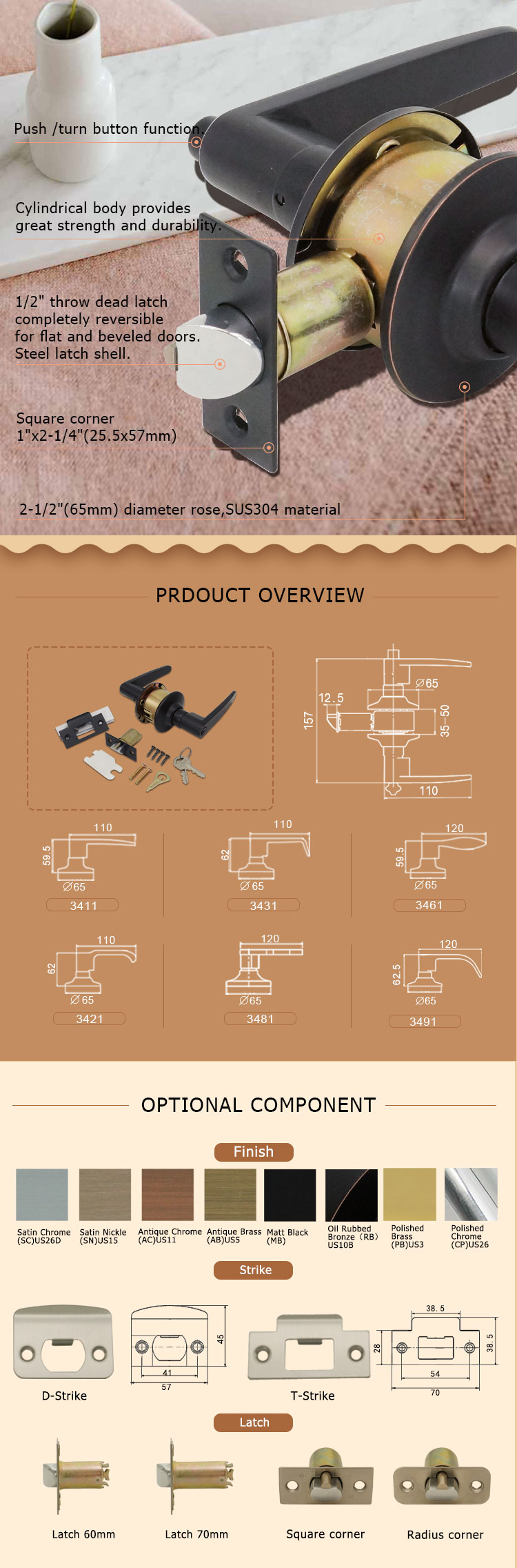Cylindrical Lever Lock