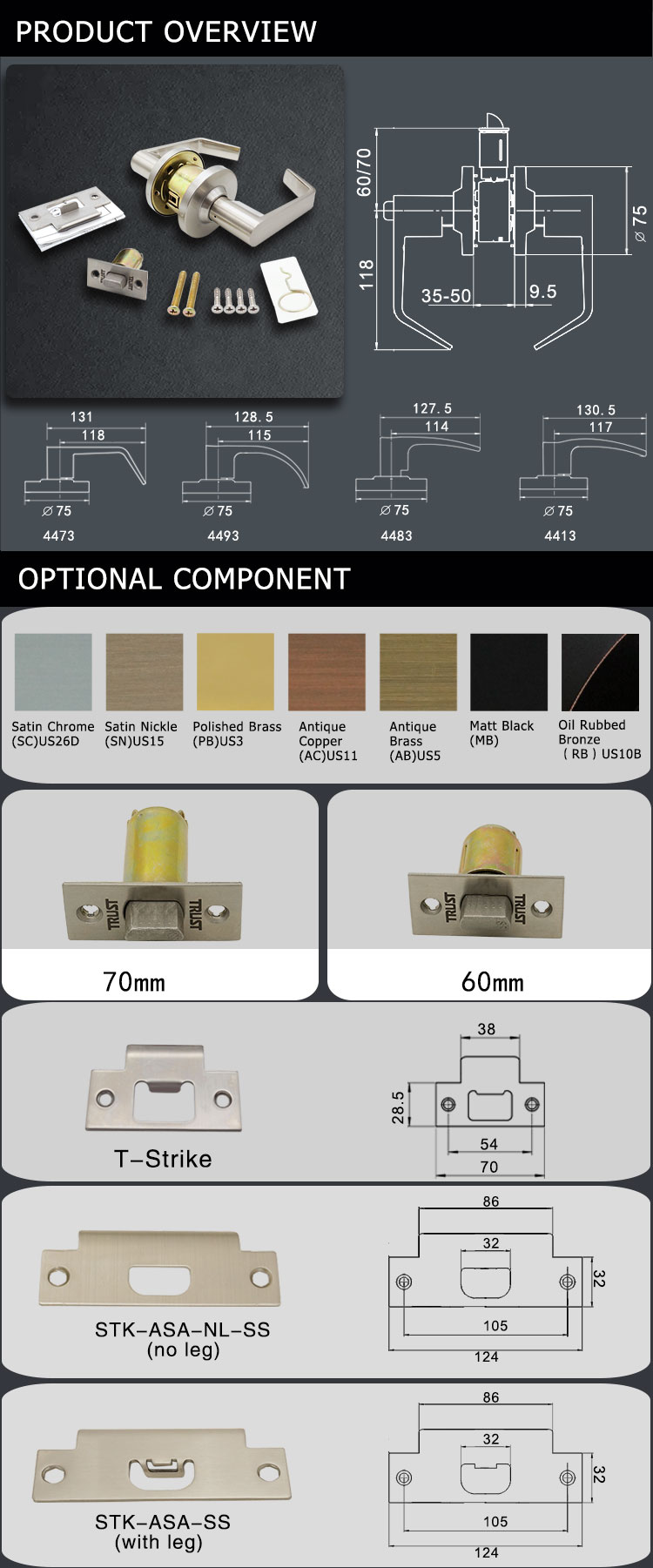 Heavy duty passage door Lock