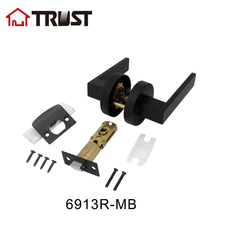 TRUST 6913-R-MB Tubular Lever Grade 3 Interior Doors Handle Matte Black Passage Door Lock