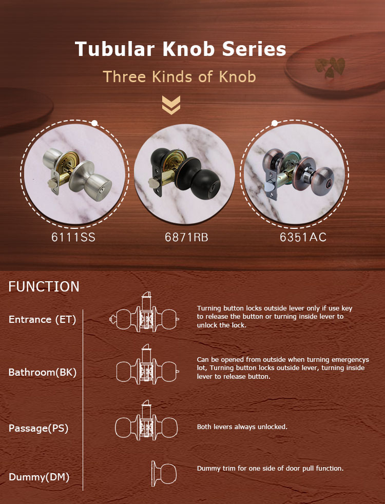 Tubular Knob Door Lock