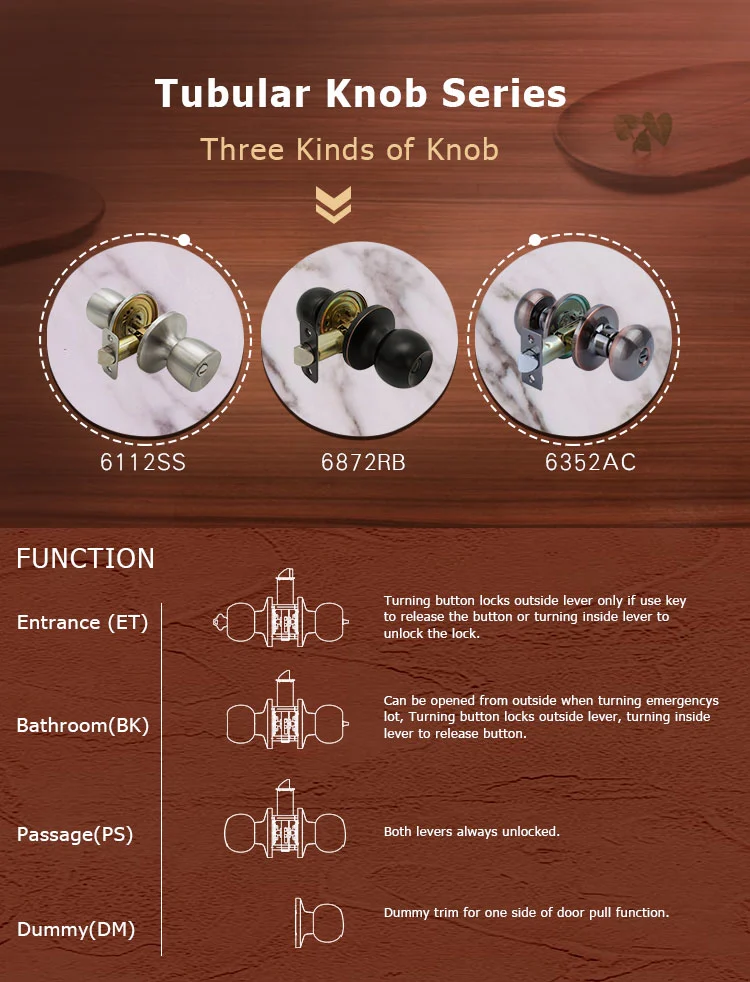 Tubular Knob Door Lock