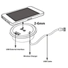 Furniture Tabletop Round Concealed Mounted Wireless Phone Charger 5V2A with Single USB Port Charging Customize Logo