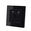 Dual USB Charger Use Wall Socket /3pin 220V Electrical Usb Wall Socket Tempered Glass Hotel Office Home Universal Power 5V 2.1A