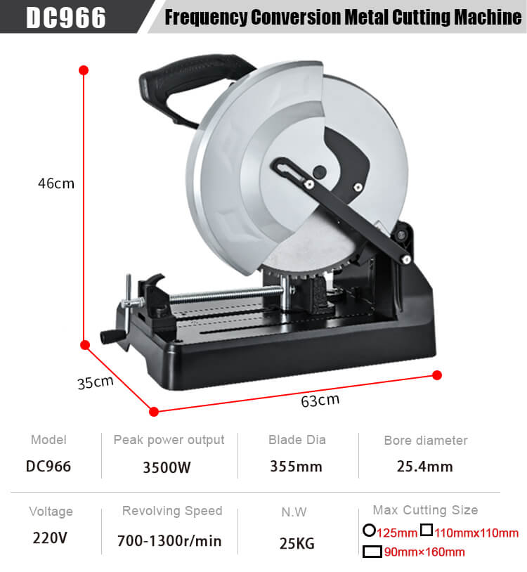 Product features of Frequency conversion circular cutting metal saw,and the machine detailed size