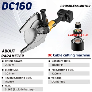 DC160 Brushless and cordless lithium electric cable saw 36V TWO BATTERIES
