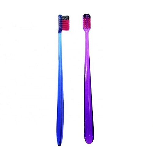 Clear PETG handle home use toothbrush with soft bristles