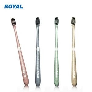 Biodegradable charcoal bristles wheat straw toothbrush with portable case