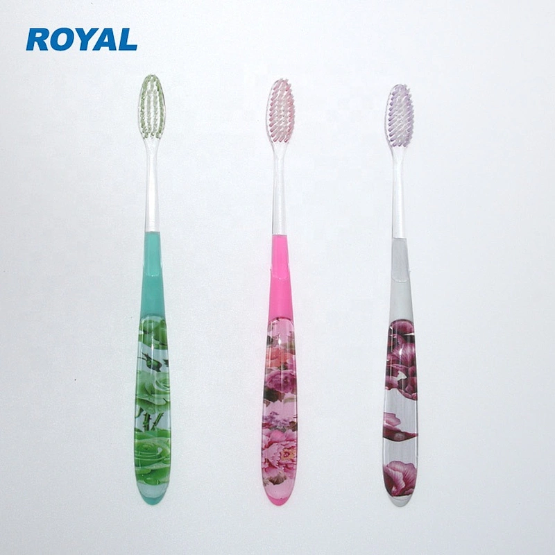 PETG transparent handle toothbrush with oem printing