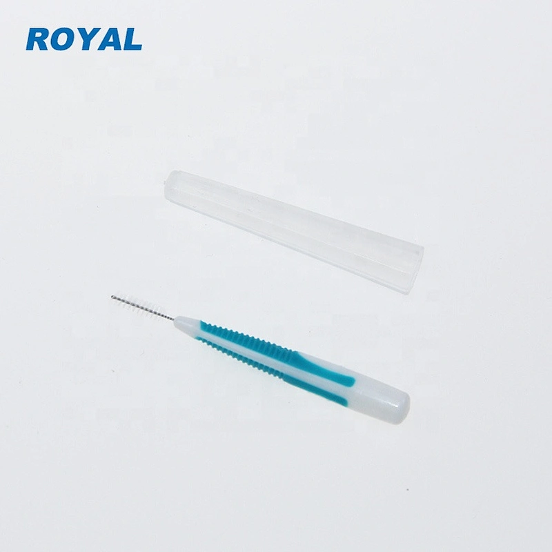Wholesale interdental brush toothpick plastic handle with rubber