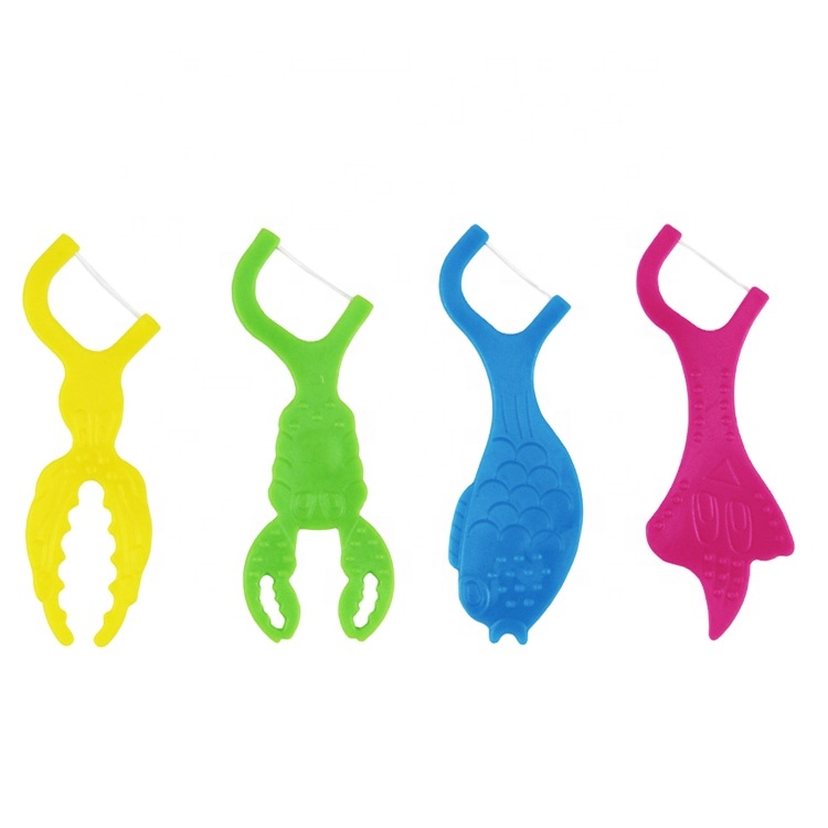Kid animal design daily flossers disposable dental floss picks
