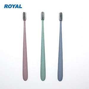 soft tapered bristle toothbrush with wheat straw handle