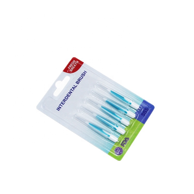 Wholesale interdental brush toothpick plastic handle with rubber