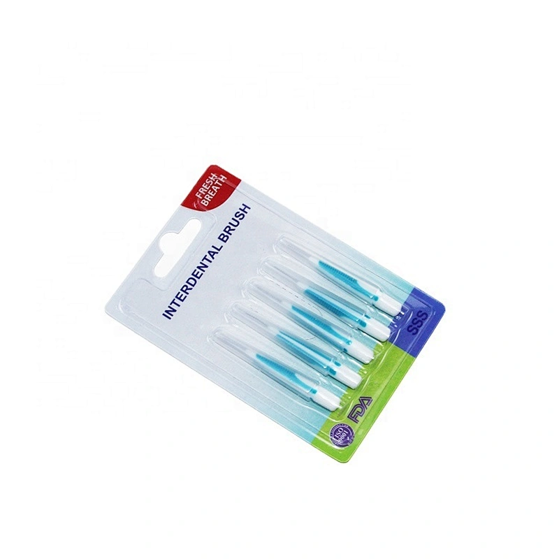 Wholesale interdental brush toothpick plastic handle with rubber