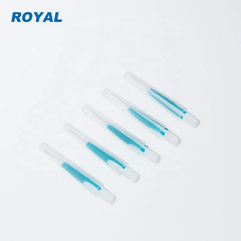 Wholesale interdental brush toothpick plastic handle with rubber
