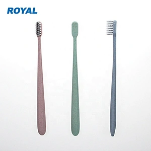 soft tapered bristle toothbrush with wheat straw handle