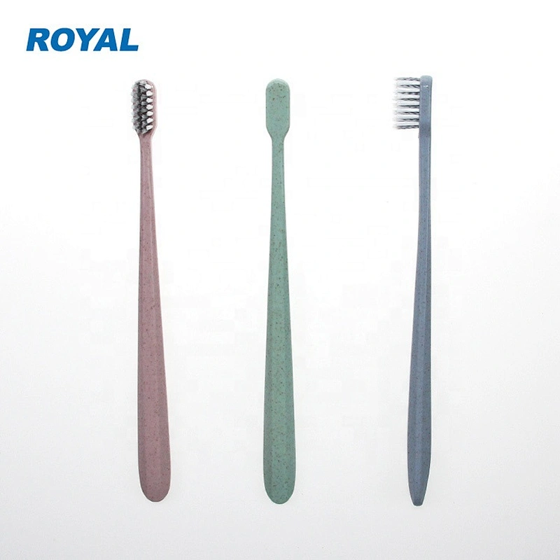 soft tapered bristle toothbrush with wheat straw handle