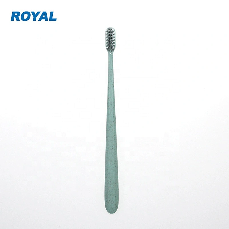 soft tapered bristle toothbrush with wheat straw handle