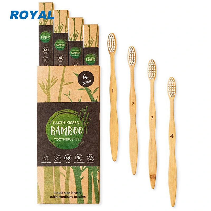 4 pack Biodegradable Vegan gift Organic Bamboo Toothbrush