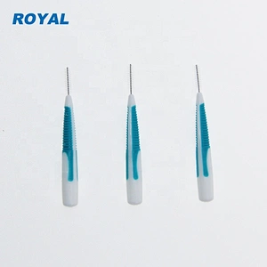 Wholesale interdental brush toothpick plastic handle with rubber