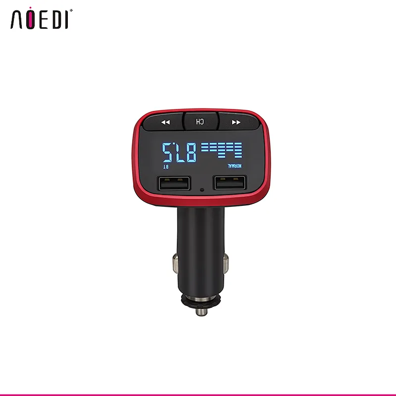 Aoedi new arrival bluetooth handsfree car fm transmitter car mp3 music player portable charger for phone with display