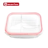 1.5L leakproof 3 compartment borosilicate glass lunch box with BPA free PP lid