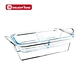 Rectangular borosilicate glass devided baking dish with rack glass baking pan with divider