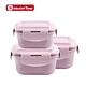 High quality oven safe color coating borosilicate glass food container leakproof PP lid