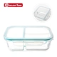 Borosilicate glass full compartment tiffin lunch box leakproof divided PP lid