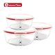950ml round 2 compartment glass food container with pp lid/ glass lunch box with divider
