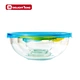 Heat resistant glass mixing bowls set/ glass salad bowl mixing bowls with lid 3pcs set nested