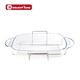 High quality glass baking tray with rack glass baking dish pan with handle