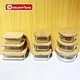 glass food storage container with bamboo lid