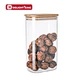 glass storage jar with bamboo lid