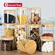glass food storage jar with bamboo lid