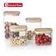 Rectangular glass food storage jar with bamboo lid