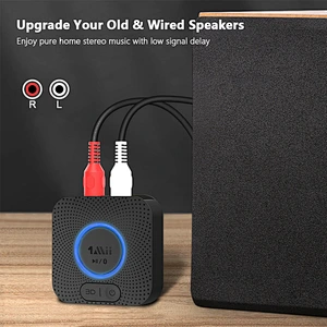 Rechargeable Bluetooth 5.0 Audio Receiver for Stereo Speakers, RCA Wireless Audio Adapter APTX LL