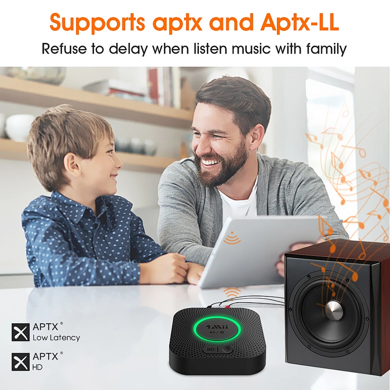 1Mii B06+ HiFi Wireless Music Adapter, 3.5mm AUX/RCA Bluetooth Audio Receiver with 3D Surround aptX Low Latency for Speaker