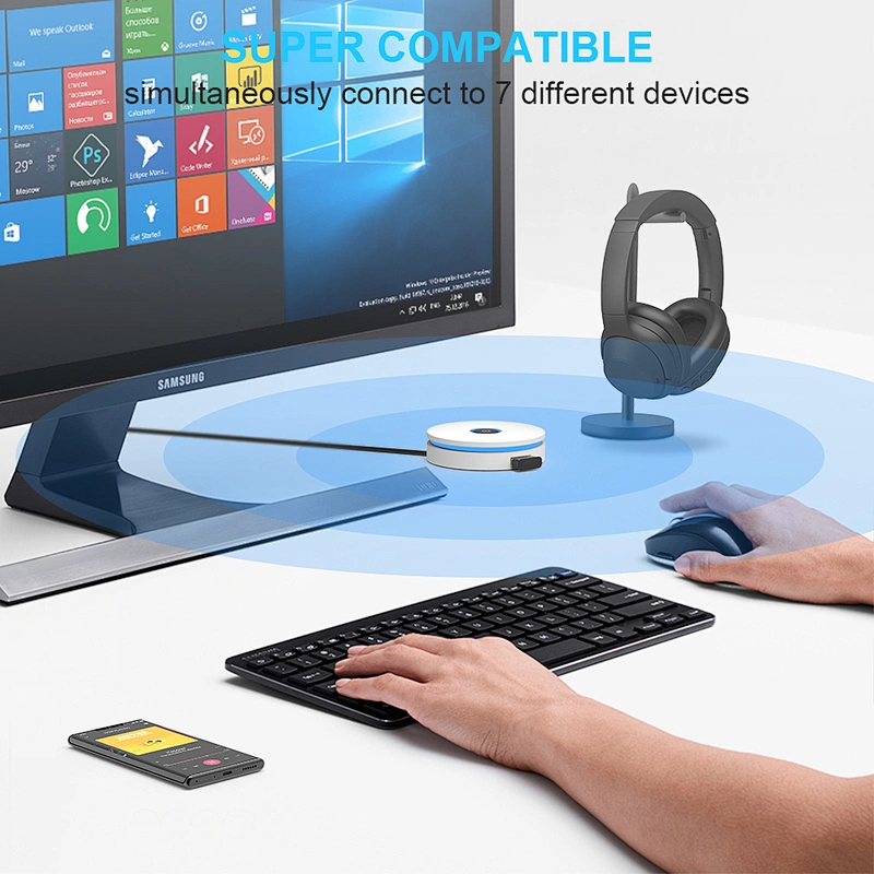 USB Bluetooth Adapter, Bluetooth 5.0 + EDR Bluetooth USB Dongle, Mini Bluetooth Adapter for PC, Bluetooth Keyboard, Mouse, Headphone, Speaker Compatible with Windows7/8/10